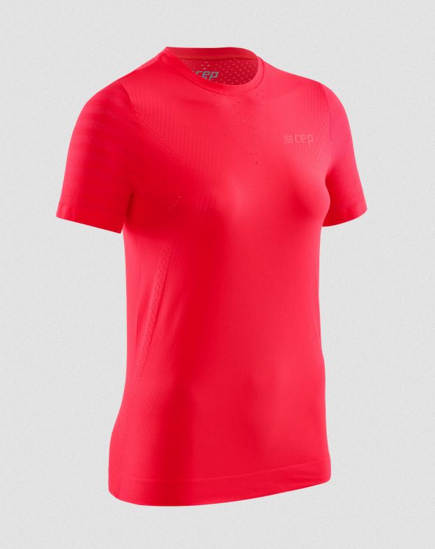 DAMSKA KOSZULKA CEP RUN ULTRALIGHT SHIRT SHORT SLEEVE NEON PINK ROZMIAR S
