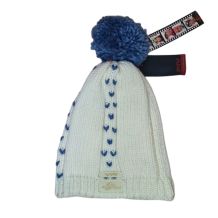 NOWA CZAPKA ZIMOWA SKI AUSTRIA POMPON BEANIE WHITE/BLUE