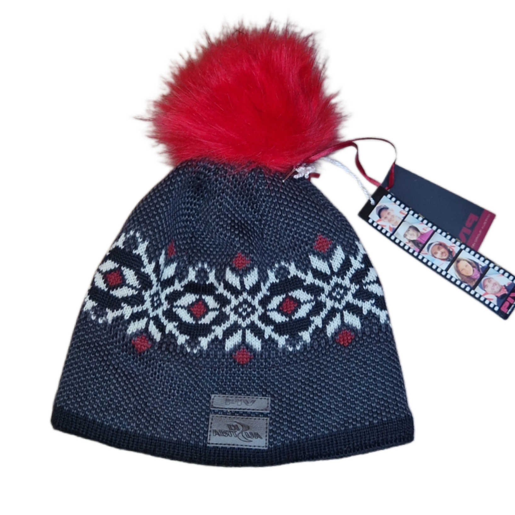 NOWA CZAPKA ZIMOWA SKI AUSTRIA POMPON BEANIE GREY/RED