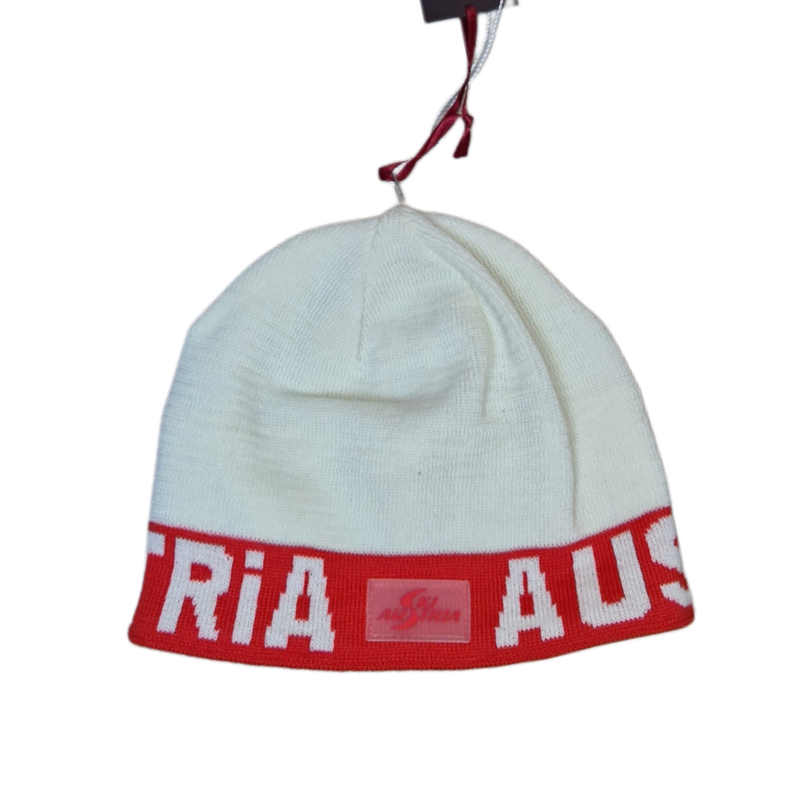 NOWA CZAPKA ZIMOWA SKI AUSTRIA BEANIE OFFWHITE/RED