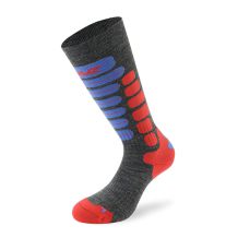 DZIECIĘCE SKARPETY LENZ SKI KIDS 2.0 MERINO GREY/RED/BLACK ROZMIAR EU 35-38