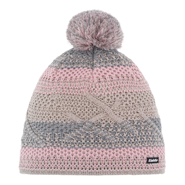 NOWA DAMSKA CZAPKA EISBAR BROCK POMPON MU BRUSHED SILVER PINK - MERINO