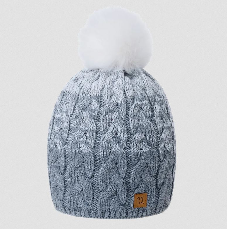 NOWA DAMSKA CZAPKA SLOKKER POLA POMPON BEANIE GREY