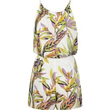 NOWY DAMSKI KOMBINEZON O'NEILL LEINA PLAYSUIT WHITE TROPICAL FLOWER ROZMIAR S