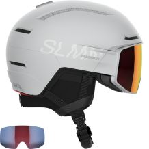 Nowy kask narciarski Salomon Driver Prime Sigma Plus Grey Poppy Red S2, rozmiar L/59-62