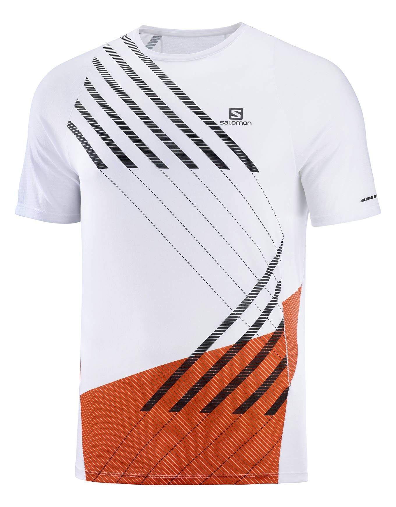 SALOMON SENSE AERO SS TEE M WHITE FIERY RED KOSZULKA SPORTOWA DO BIEGANIA ROZMIAR XS <is>