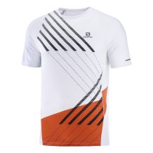 SALOMON SENSE AERO SS TEE M WHITE FIERY RED KOSZULKA SPORTOWA DO BIEGANIA ROZMIAR XS <is>