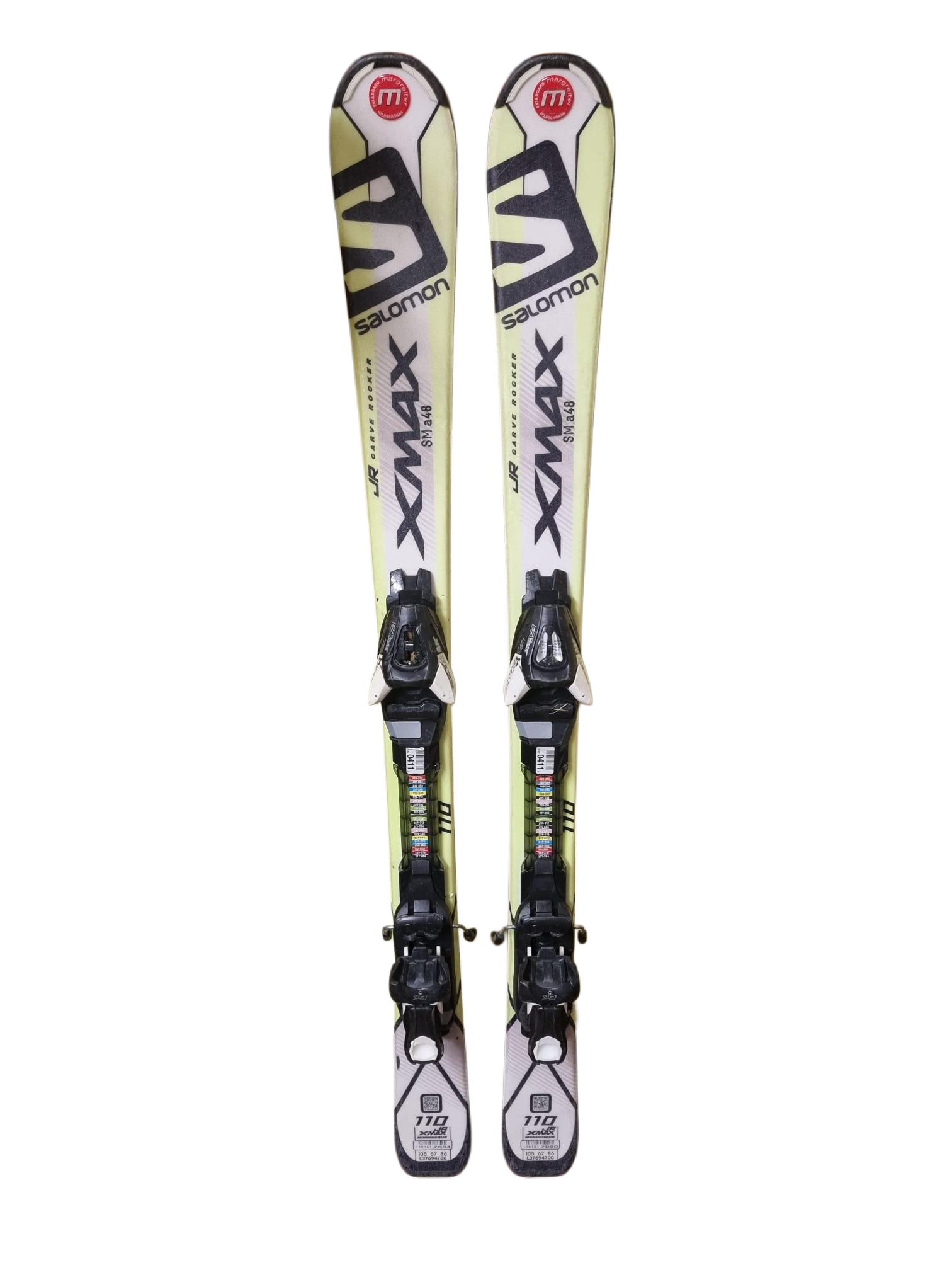 SALOMON X MAX JUNIOR UŻYWANE NARTY ZJAZDOWE Z WIĄZANIAMI DZIĘCIĘCE ROZMIAR 110 CM <is>