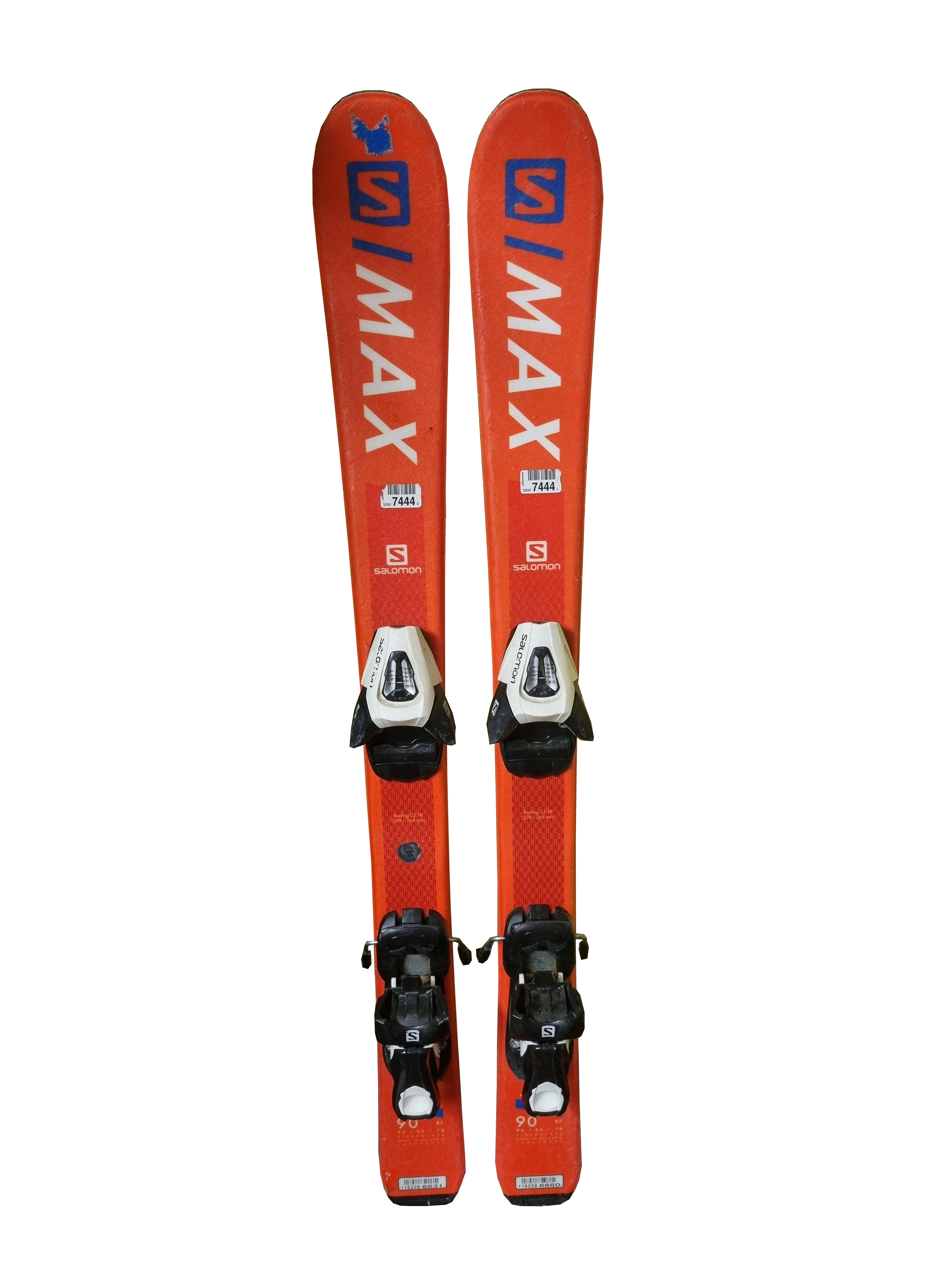 SALOMON X MAX JUNIOR UŻYWANE NARTY ZJAZDOWE Z WIĄZANIAMI DZIĘCIĘCE ROZMIAR 90 CM <is>