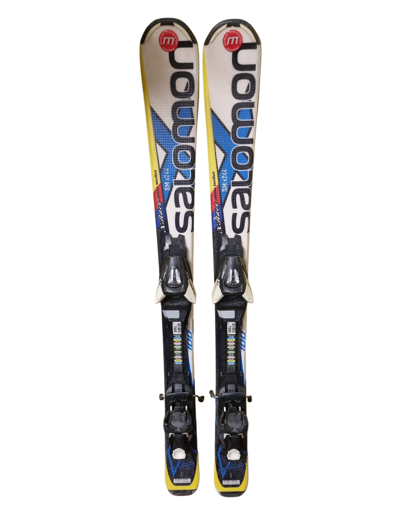 SALOMON X RACE JUNIOR UŻYWANE NARTY ZJAZDOWE Z WIĄZANIAMI DZIECIĘCE 100 CM <is>
